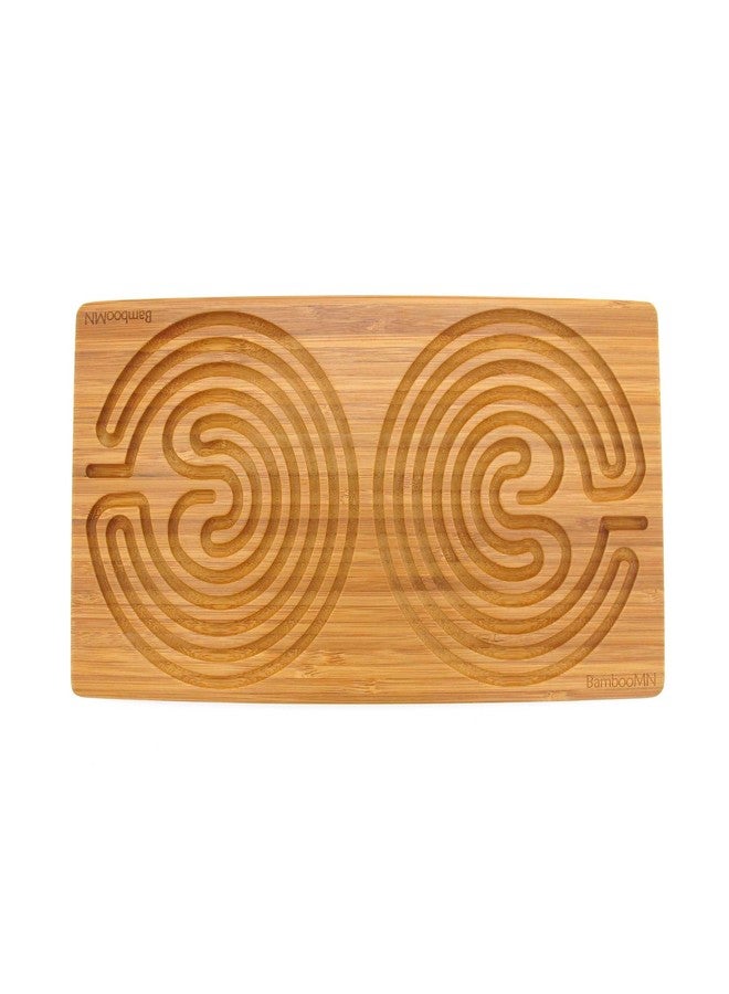 BambooMN Cretan Double 7 Circuit Bamboo Finger Labyrinth - 12” x 6” Carbonized Brown - 1 Unit
